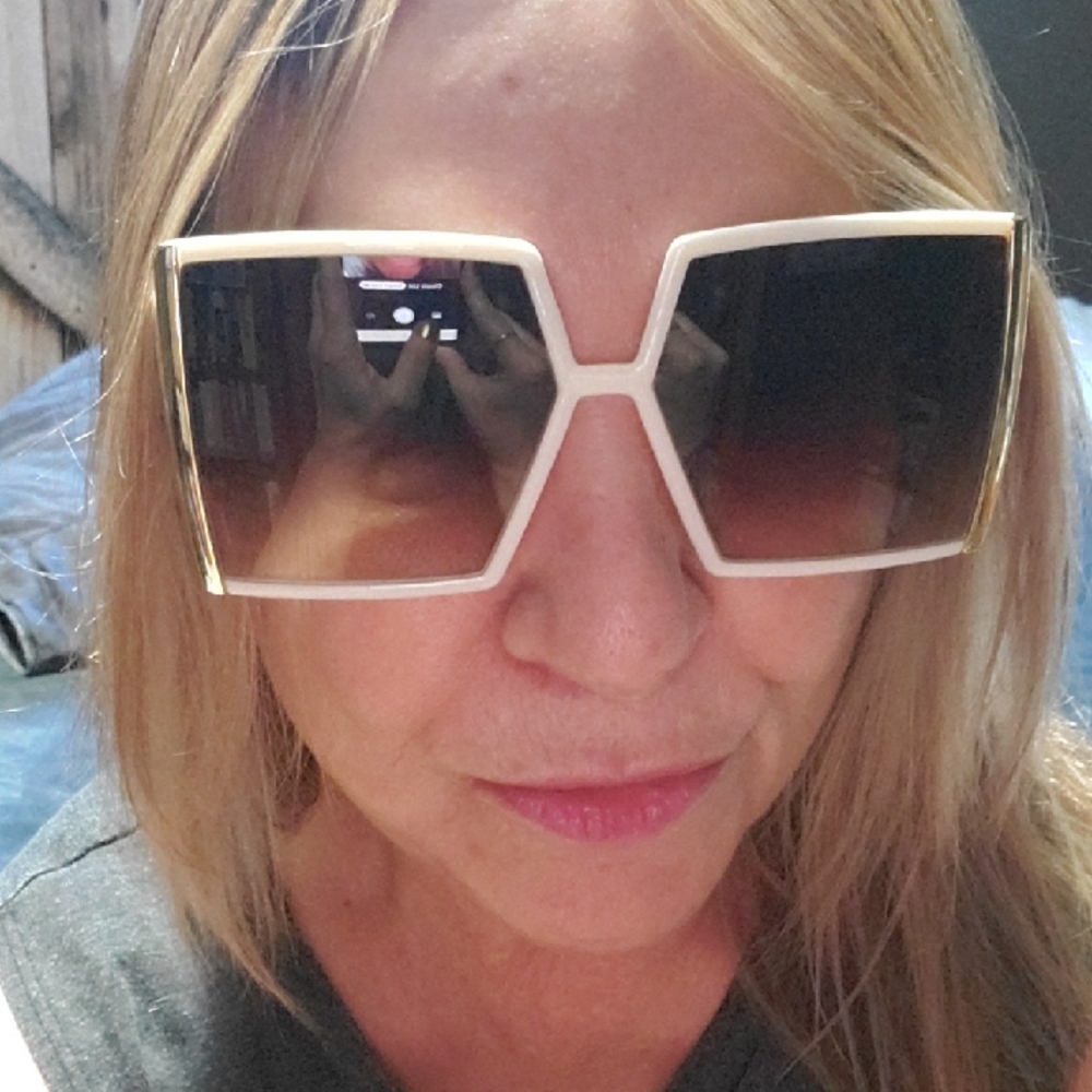 Oversized White Geometric Sunglasses - Fashion Statement Shades